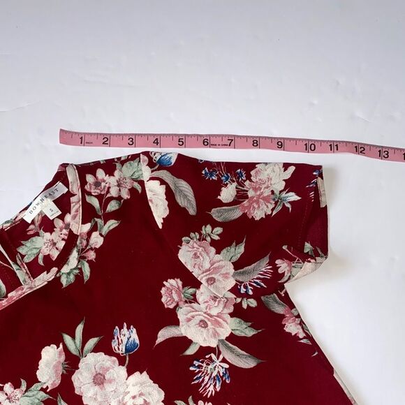 Downeast Burgundy Floral Peplum Top – Size S - Picture 8 of 8